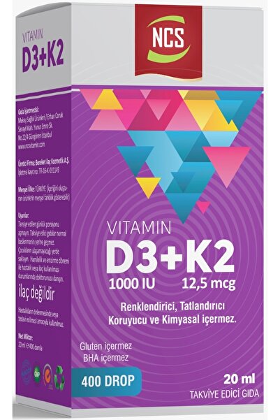 NCS Vitamin D3 and K2 - 1000IU12.5MCG20MLDrops