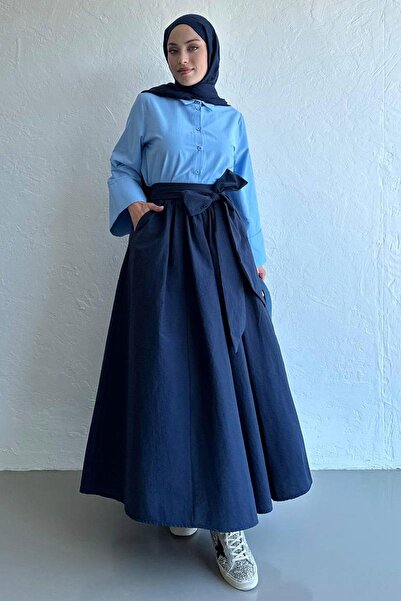 MELEK ARAZ Синя спідниця-максі з поясом