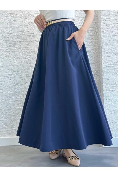 MELEK ARAZ Синя спідниця з високою талією та плісированою спідницею