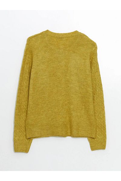 LC Waikiki LCWAIKIKI Grün gemusterte Damen-Strickjacke – T T