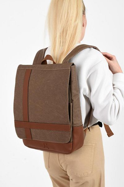 Baginn Γυναικείο επαγγελματικό σακίδιο πλάτης 35*22 εκ. από καμβά ύφασμα με θήκη φορητού υπολογιστή - Σχολική Mega Τσάντα