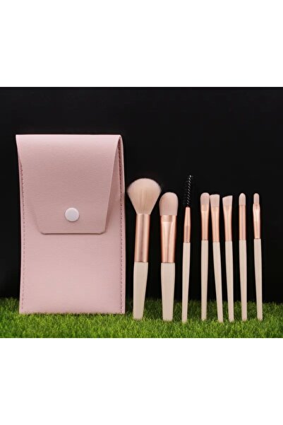 İthal مجموعة فرش مكياج وردية محمولة مكونة من 9 قطع - مزج ظلال العيون وكريم ال...