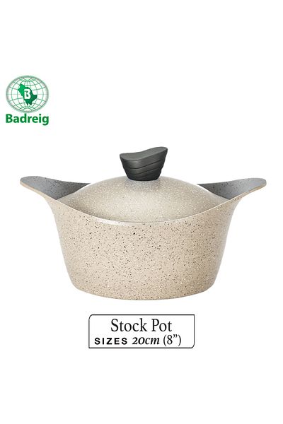 badreig LAHOYA CERAMIC COATED Pot With Lid 20Cm 2.4L Ivory Aluminum  Marble Nonstick Coating |Made in Saudi