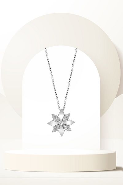 Swarovski Zirconia Solitaire Flower Necklace