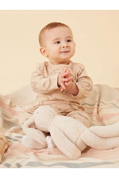 LC Waikiki Lcw Baby Baby Boy Pajamas Set - Beige, Crew Neck, Long Sleeve, Printed t t