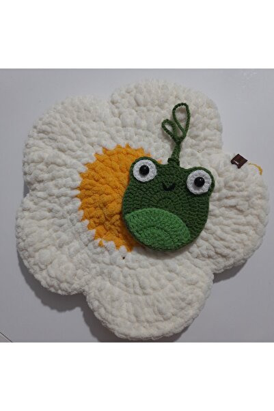 nazegram Örgü Kurbağa Çanta Süsü , Kulaklık Kılıfı,