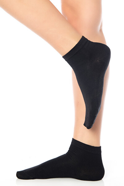 SAYSEZ Bamboo Women's Half Socks Black Plain Socks Seamless Premium Boxed 5 Pcs