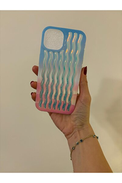Store Iphone 15 Uyumlu Tırtıklı Hologram Plastik Sert Kılıf
