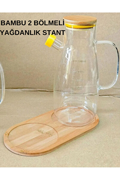Hilamingo Home 1 Adet Bambu 2 Bölmeli Yağdanlık Altlığı, Yağdanlık Standı,Sab...