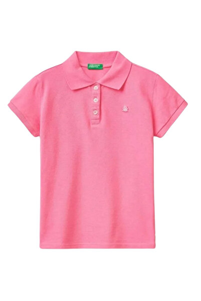 United Colors of Benetton Κοριτσίστικο μπλουζάκι με ροζ λογότυπο Pique Polo