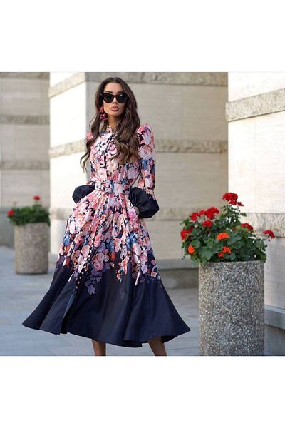 Pulli Collection Ottom Fabric Patterned Pocket Detailed Dress |   Belt Included