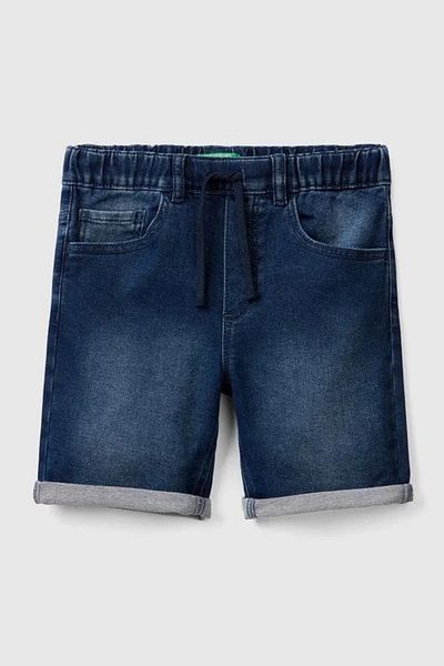 United Colors of Benetton Pantaloni scurți din denim pentru băieți - potrivire confortabilă, logo mixt, model girafe