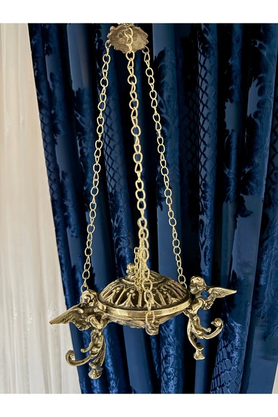 Handmade ESTERHOMEDECOR Pirinç melekli kapaklı buhurdanlık askılı buhurdanlık
