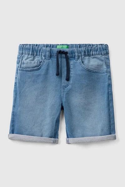 United Colors of Benetton Boys' Comfortable Denim Shorts with Mix Logo with Face Print