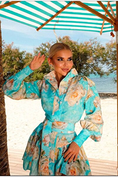 Pulli Collection فستان بتصميم مفصل من قماش الكتان