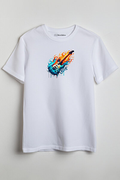 Merch&ice Flaming Guitar Štampano Unisex T-shirt