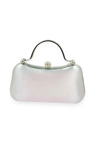 Blackroses Silver Satin Stone Heeled Shoes, Evening Dress Shoes and Stone Evening Dress Bag Set
