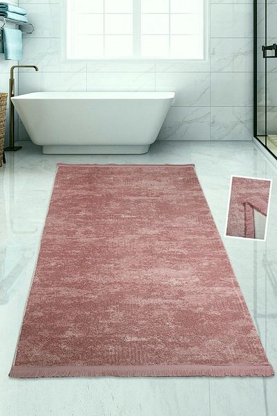Dokumacıoğlu Nova Pink - 80x150 cm Μεγάλο Αθλητικό Μαλλιά Αντιολισθητικό Μοκέτα Μπάνιου με Φούντες
