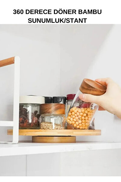 Hilamingo Home 360 Derece Dönebilen 32 Cm Bambu Sunumlıuk/pizza Stant/tabak/b...