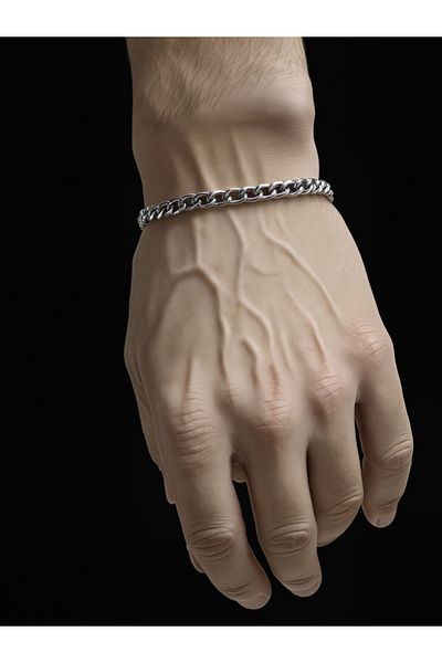 stainles steel Men's Silver Steel Bracelet - Knitted Model Bracelet
