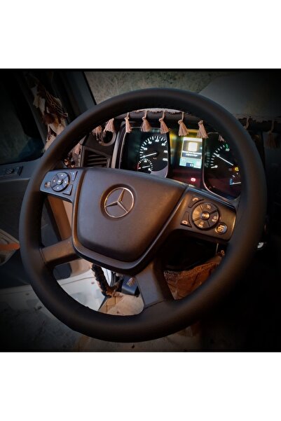 HASBAY DİKİŞLİ DİREKSİYON KILIFI SİYAH DERİ SİYAH DİKİŞLİ MERCEDES YENİ TIR K...