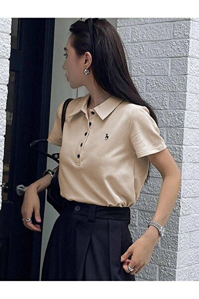 eyonnwear Tricou sport cu mânecă scurtă din bumbac, cu guler polo, cu nasturi