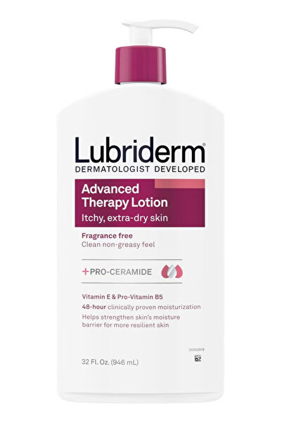 LUBRİDERM لوشن مرطب لليدين والجسم خالٍ من العطور من أدفانسد ثيرابي، 946 مل