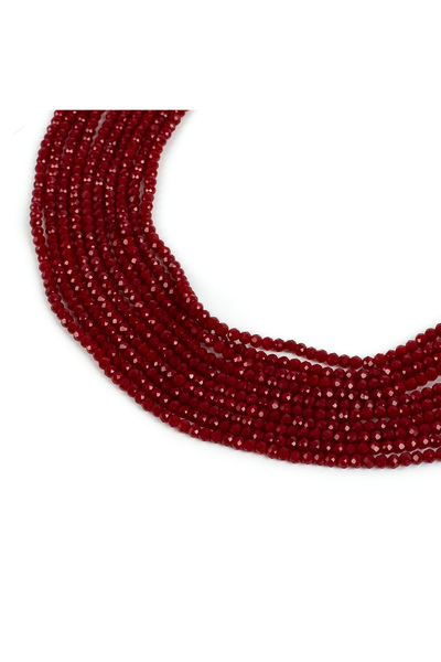 yfhobi 1 Dizi (130-135 Adet) - 3 mm Yassı Kristal Cam Boncuk Dizisi Mat Bordo...