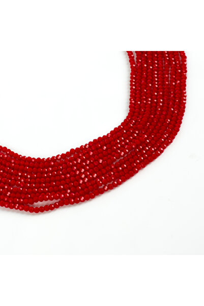 yfhobi 1 Dizi (130-135 Adet) - 3 mm Yassı Kristal Cam Boncuk Dizisi Mat Kırmı...