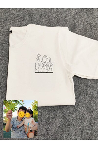 Linear Personalized Photo Drawing Printed T-shirt