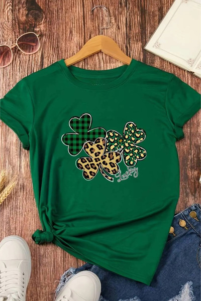 FECCY Tricou de damă Cotton 3 Luck Cover