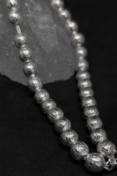 oya silver Handcrafted Patterned Silver Rosary
