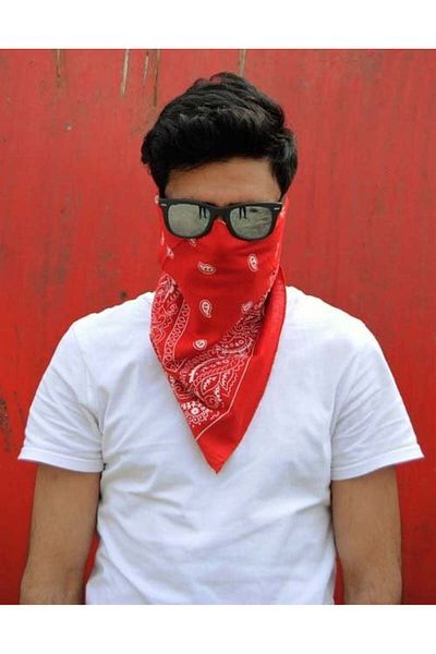 Metal Giyim Red Square Bandana - Drop Pattern