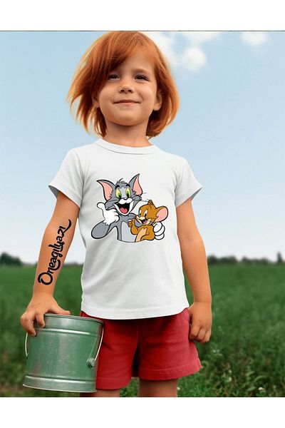 oneagılyazı Tricou supradimensionat pentru fete cu imprimeu Tom și Jerry