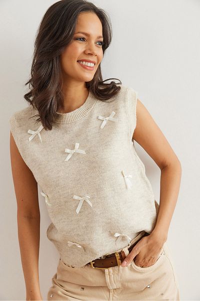 Olalook Women's Stone Bow Detailed Knitwear Sweater Svt- 00000043