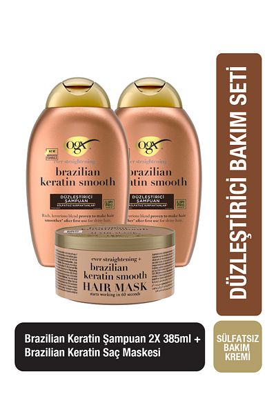 OGX Brazilian Keratin Straightening Shampoo X2 - Sulfate-Free Hair Mask