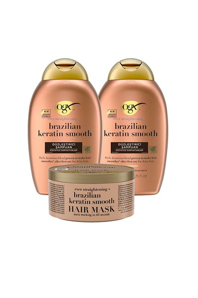 OGX Brazilian Keratin Straightening Shampoo X2 - Sulfate-Free Hair Mask