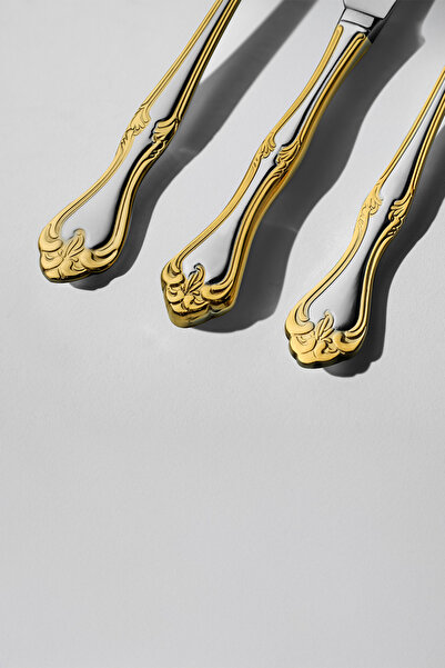 Nehir Lalezar Gold Satin - 12 Person 72 Piece Boxed Fork Spoon Knife Set