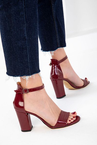 SOHO Claret Red Patent Leather Classic Heeled Shoes 14532