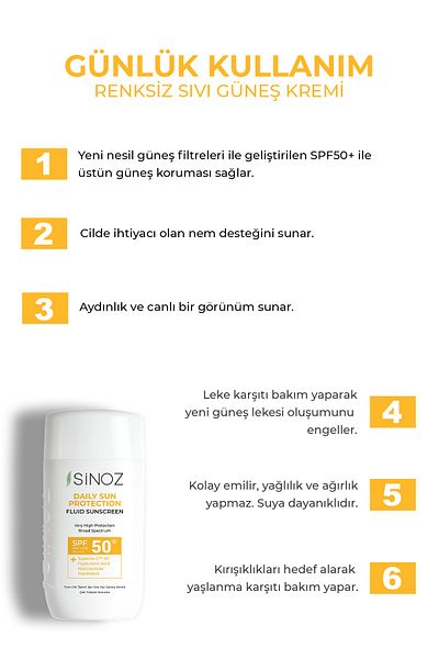 SİNOZ Sonnenschutz für das Gesicht zur täglichen Anwendung, SPF50 – Hybridformel mit Sonnenfiltern der neuen Generation, 50 ml