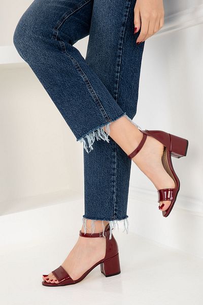 SOHO Claret Red Patent Leather Classic Heeled Shoes 14529