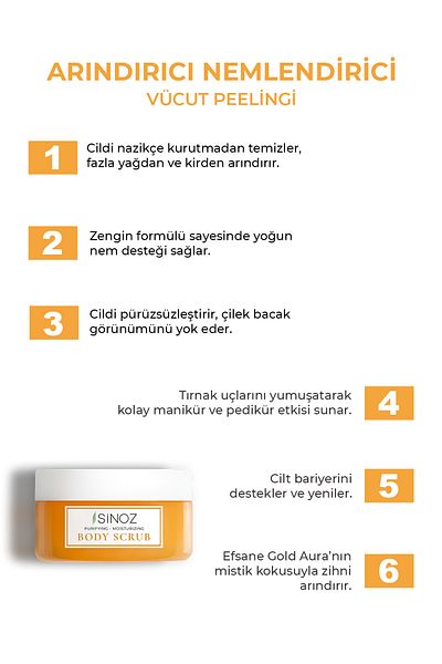 SİNOZ Body Scrub Nährendes, reinigendes, feuchtigkeitsspendendes Körperpeeling 300 gr