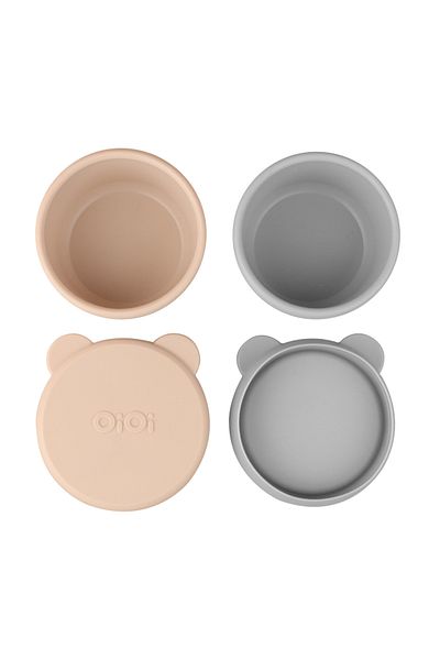 OiOi 2-Pack Mini Bites - with Silicone Cover, Bubble Beige / Powder Grey