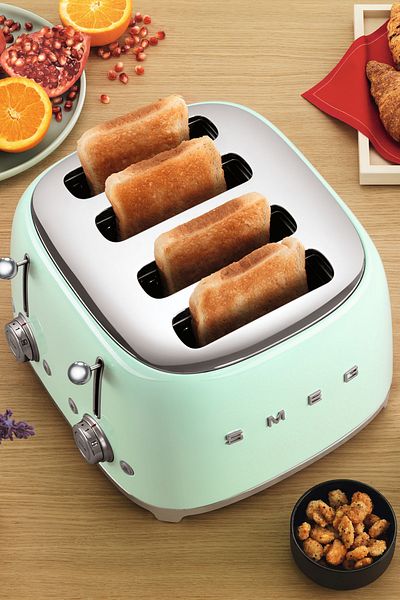 SMEG Tsf03pgeu Pastel Green Toaster 4 Slot