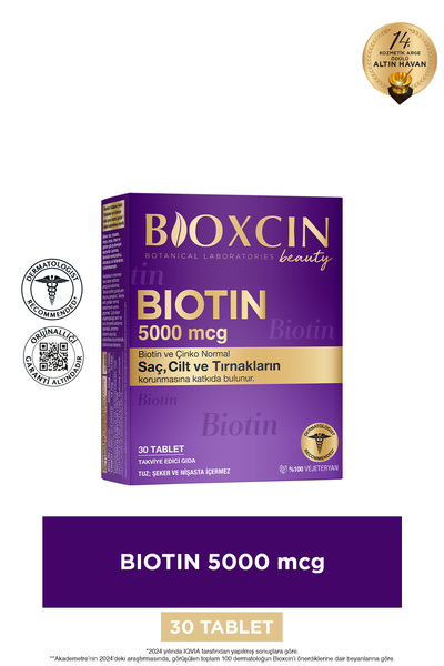 Bioxcin Biotin 5.000 Mcg 30 Tablet - Biotin Çinko 15 Mg Saç Ve Tırnak Vitamini
