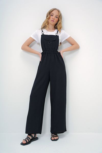 Trend Alaçatı Stili Aerobin-Salopet mit schwarzem Ringdetail – Hosenträgerhose mit Taschen ALC-X13581
