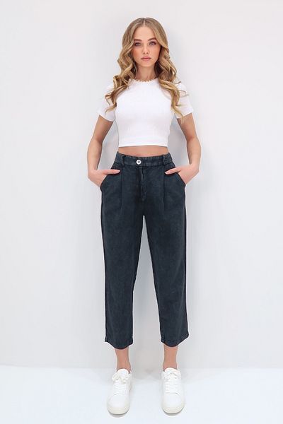 Trend Alaçatı Stili Women's Anthracite Pale Effect Double Pocket Carrot Pants Alc-X13536