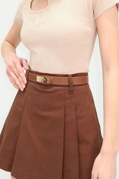 Trend Alaçatı Stili Hellbrauner Damen-Gürtel mit elastischer Schnalle ALC-X13389