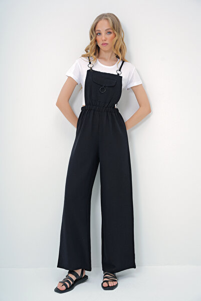 Trend Alaçatı Stili Aerobin-Salopet mit schwarzem Ringdetail – Hosenträgerhose mit Taschen ALC-X13581