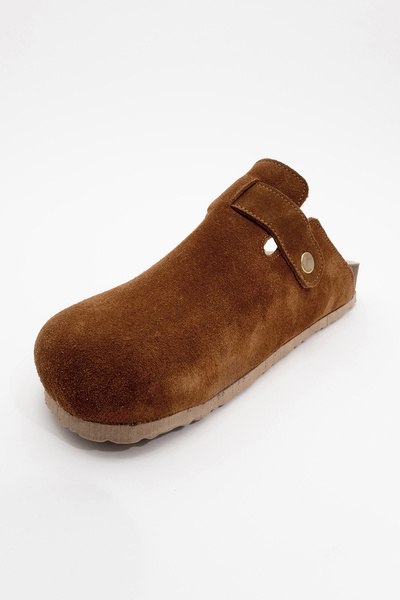 LuviShoes Dámské pantofle GONS Brown Suede Leather